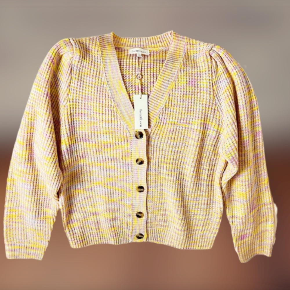 Heartloom Puff Shoulder Marled Acrylic Sweater Pastels Spring Sz XL New